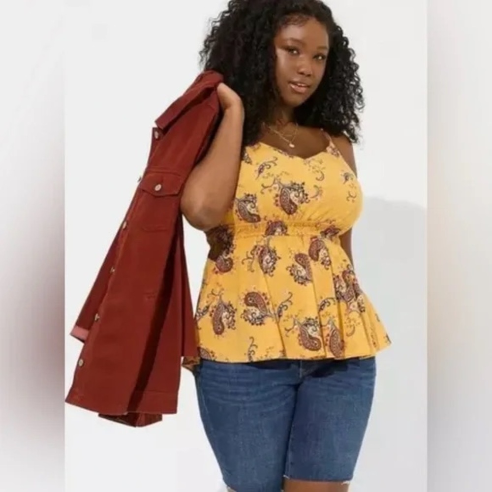 Torrid Babydoll Challis Lace Trim Tank Top